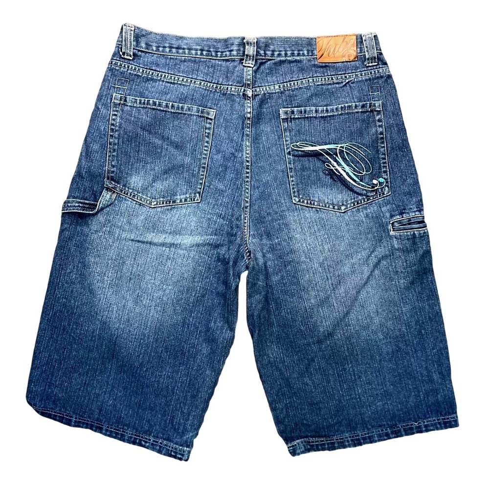 Vtg‎ Fubu The Collection Cargo Baby Blue Embroidered Baggy Denim Jorts Men 40x16
